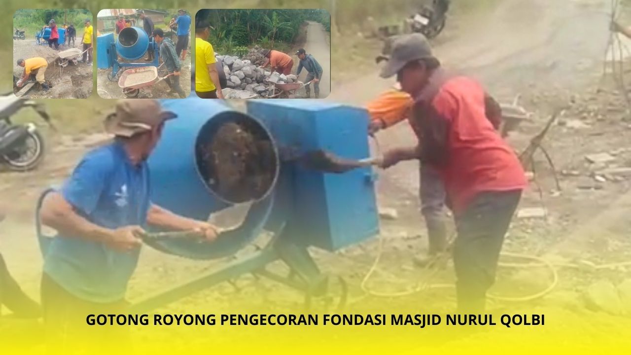 Warga Dusun Kekelip Musara Timur Gelar Gotong Royong Pengecoran Fondasi Masjid Nurul Qolbi