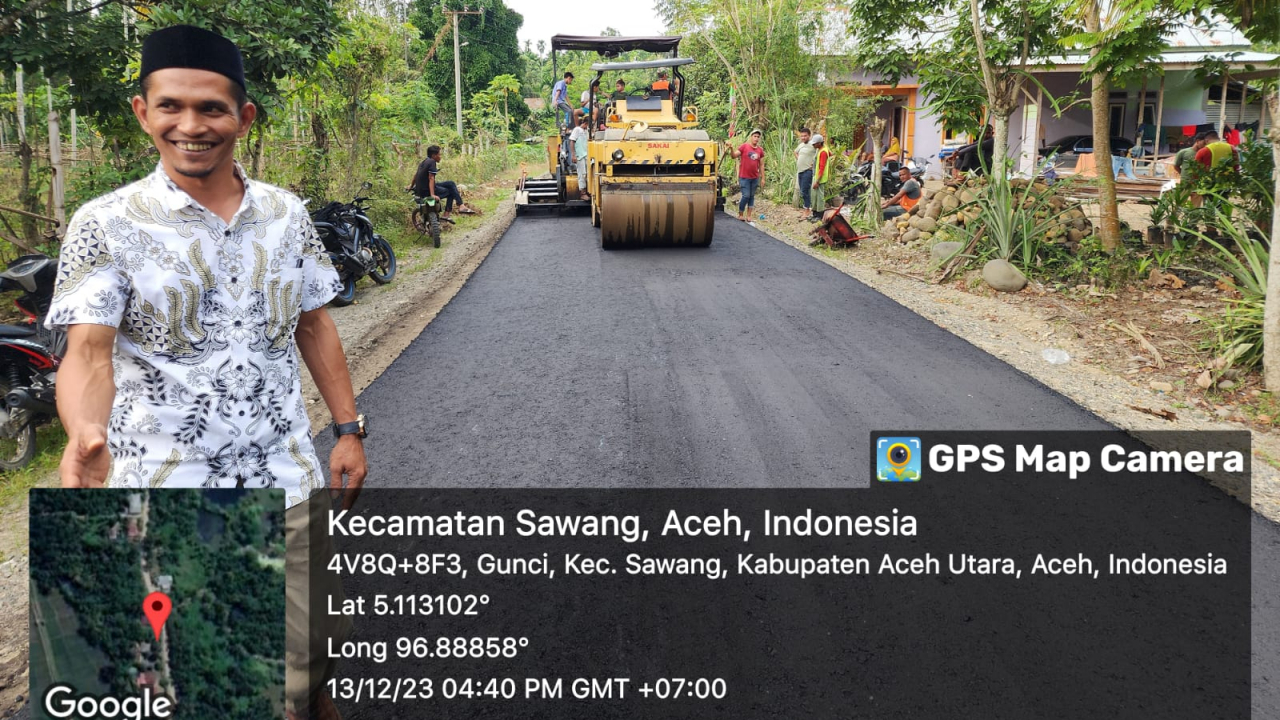 Masyarakat Senang Setelah Jalan Induk Gampong Gunci Di Lanjutkan Pengaspalan