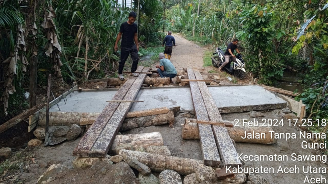 Pembangunan Plat Beton Jalan Usaha Tani Dusun Lhok Pungki TA 2024