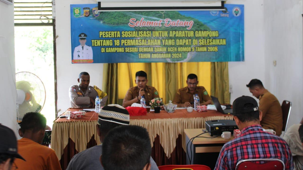 Sosialisai 18 Perkara Permasalahan yang Dapat di Selesaikan di Gampong