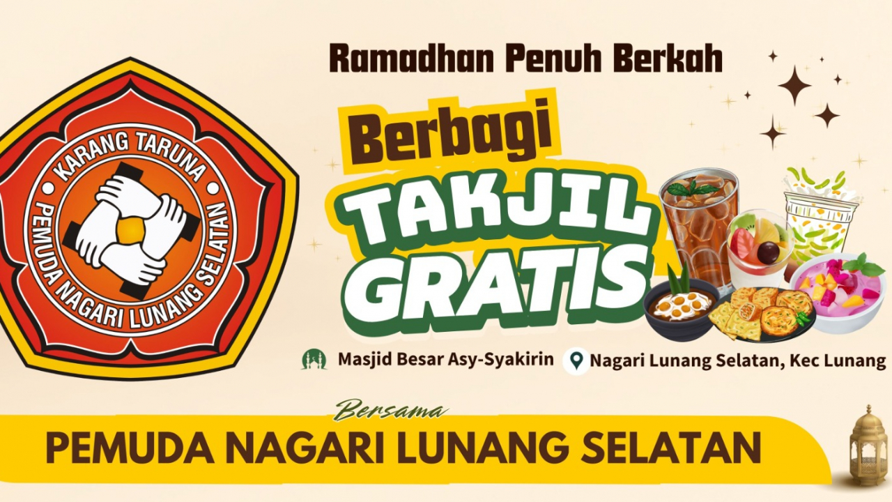 BERBAGI TAKJIL GRATIS OLEH PEMUDA NAGARI LUNANG SELATAN