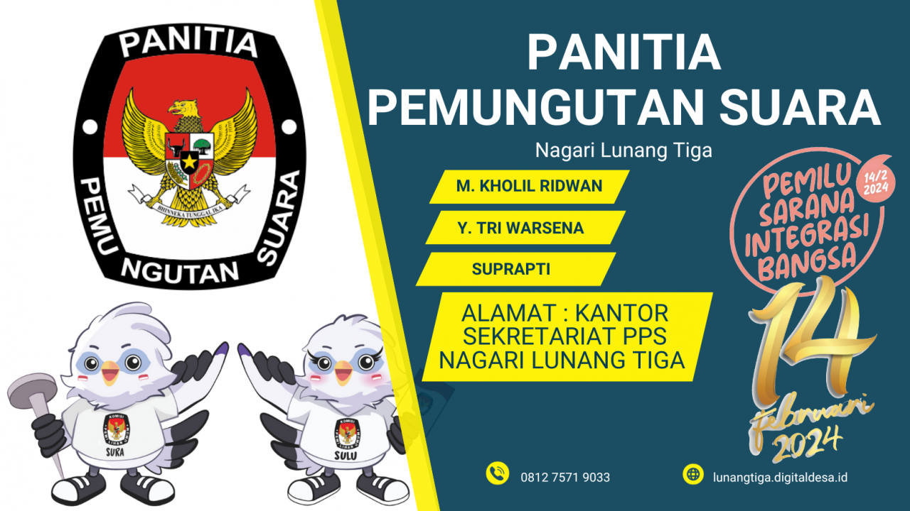 PENGUMUMAN CALON ANGGOTA KPPS TERPILIH UNTUK PEMILU 2024 NAGARI LUNANG TIGA