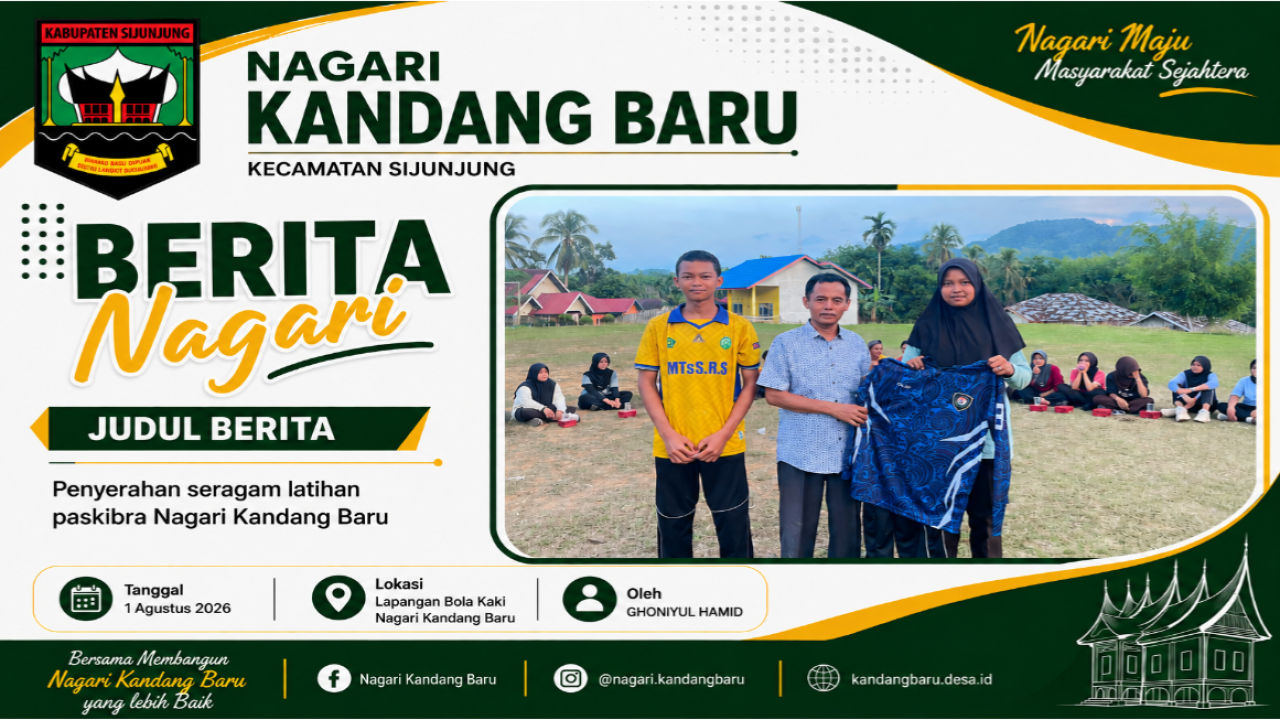 Penyerahan Seragam Latihan Paskibra Nagari Kandang Baru