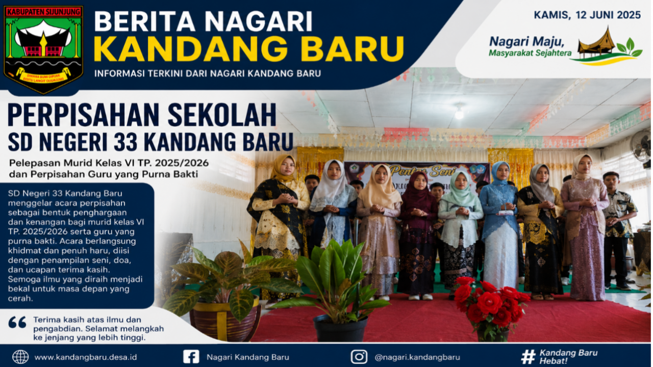 Perpisahan Siswa dan Guru Purna Bakti di Nagari Kandang Baru
