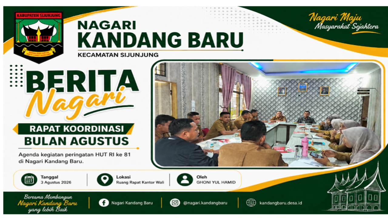 Rapat Koordinasi Persiapan Peringatan HUT Kemerdekaan Republik Indonesia ke-81 di Nagari Kandang Baru
