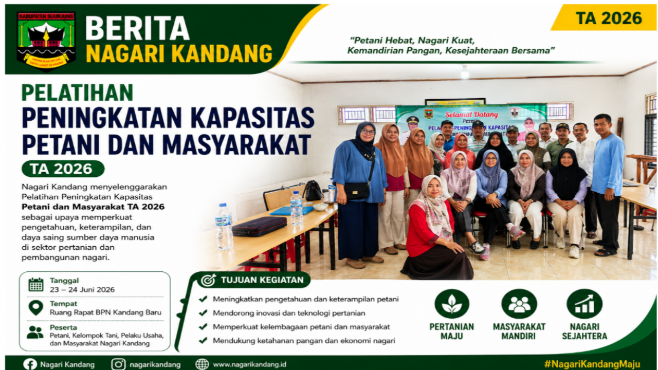 Pelatihan Pertanian Nagari Kandang Baru TA 2026 Resmi Dilaksanakan