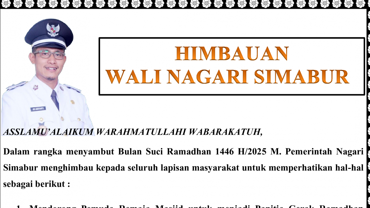 Himbauan Wali Nagari Simabur Menyambut Ramadhan 1446 H
