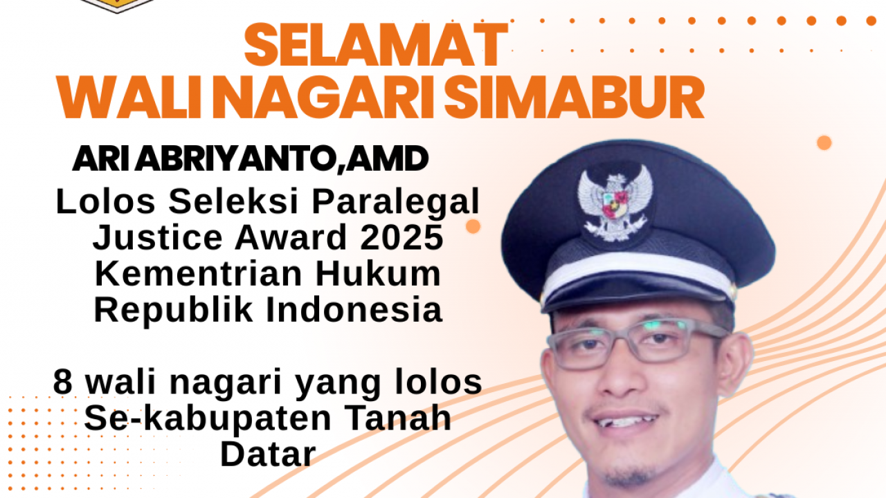 Wali Nagari Simabur Raih Paralegal Justice Award 2025