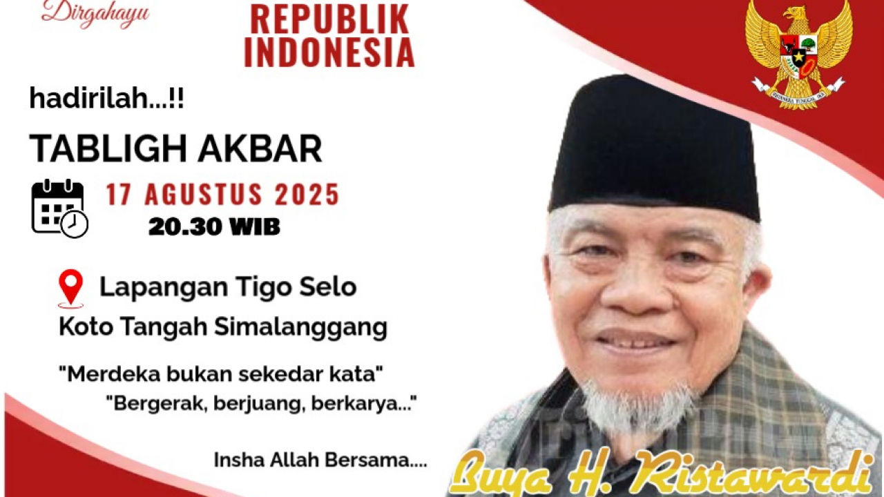 Rayakan Kemerdekaan Lewat Spiritualitas, Nagari Koto Tangah Simalanggang Gelar Tabligh Akbar tanggal 17 Agustus