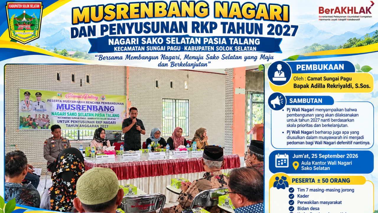 percepat pembangunan Nagari sako Selatan pasia Talang lakukan MUsrenbang Nagari