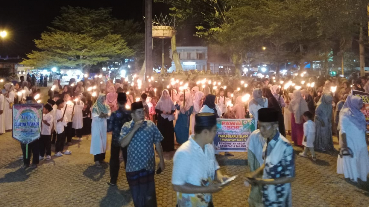 Peringati 1 Muharram 1447 H ,Nagari Sako Selatan ikut pawai obor di kecamatan sungai pagu