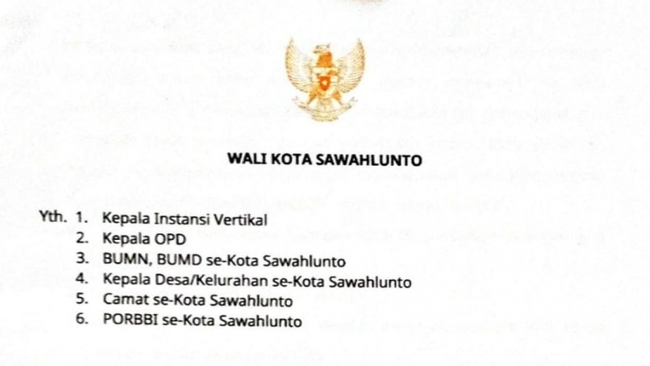 Surat Edaran Walikota Sawahlunto tentang Pengendalian dan Penanggulangan Rabies di Desa Silungkang Oso