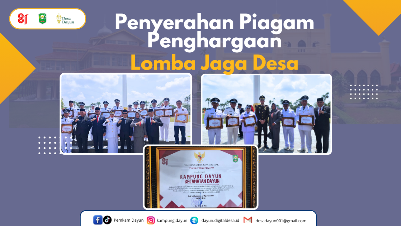 Kampung Dayun Raih Penghargaan dari Pemerintah Kabupaten Siak