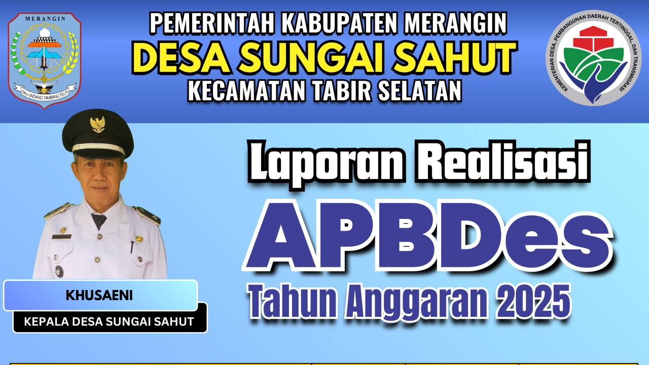 Publikasi Realisasi Apbdes Desa Sungai Sahut Tahun Anggaran 2025