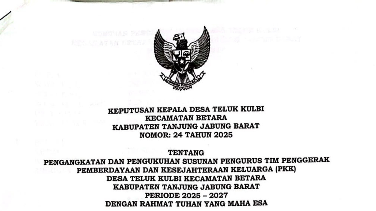SK-SK Tokoh yang ada di Desa Teluk Kulbi terdiri dari : SK Lembaga Adat, SK PKK Desa, SK Karang Taruna, SK Kader Posyandu, SK Ketua RT, SK Grup Hadrah, SK KPMD, SK Imam dan Guru Ngaji