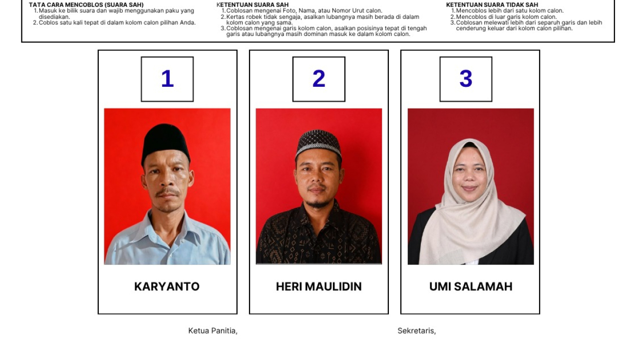 CALON BADAN PERMUSYAWARATAN DESA TELUK KULBI PERIODE 2026-2034 KETERWAKILAN WILAYAH DUSUN WARGA RUKUN