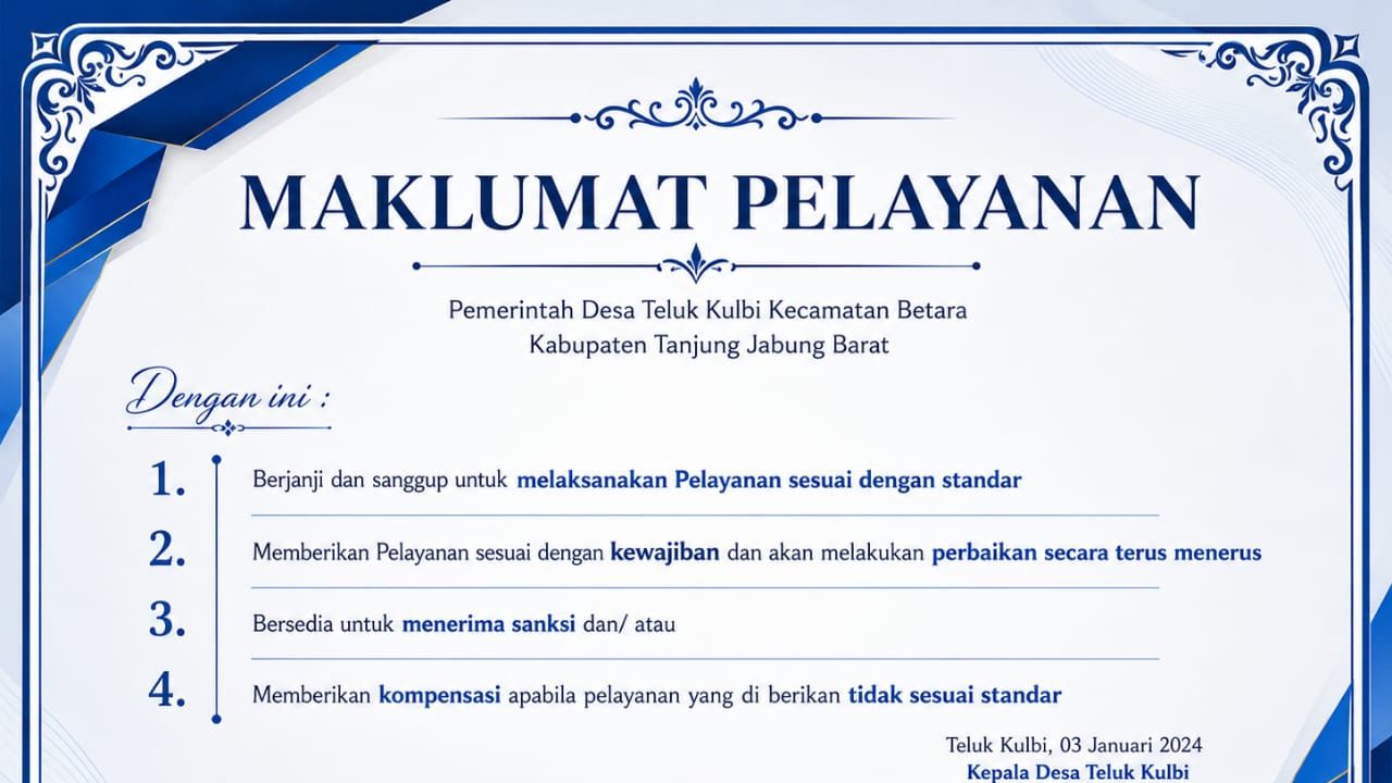MAKLUMAT PELAYANAN DESA TELUK KULBI