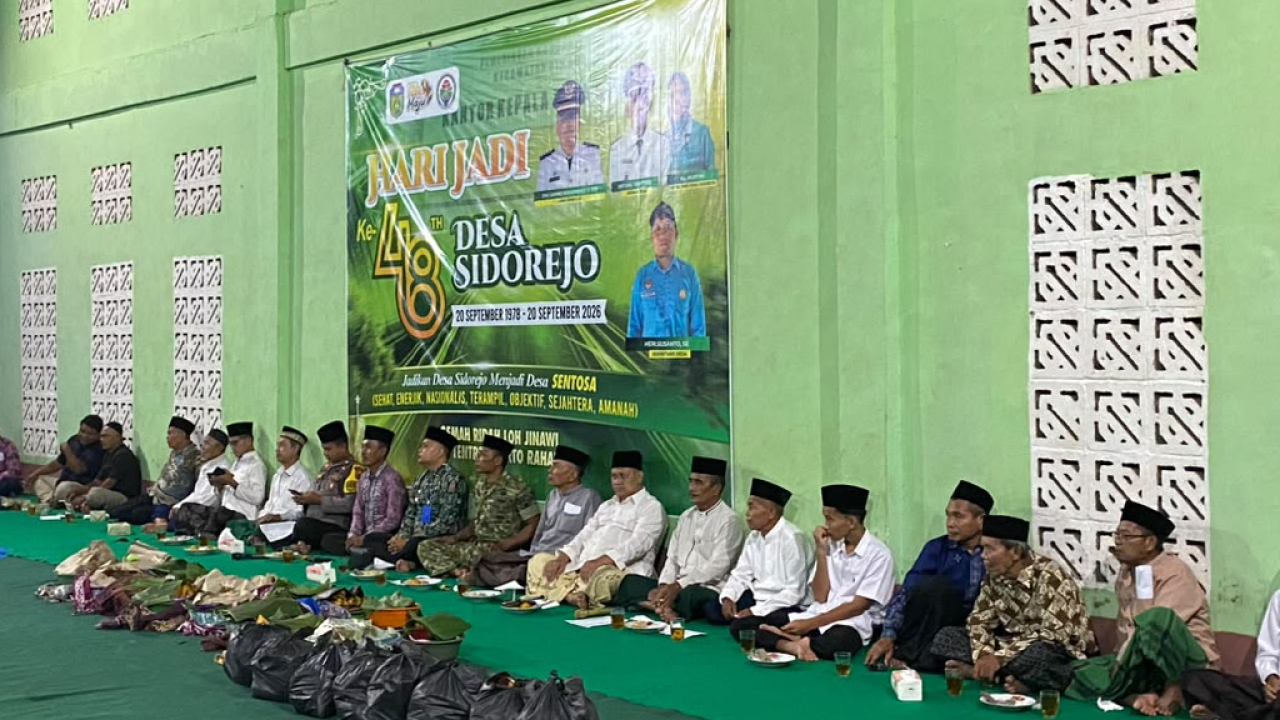Peringati Hari Jadi Ke 48, pemdes dan masyarakat Desa Sidorejo laksanakan Istighosah dan Bersama serta Santuni Anak Yatim