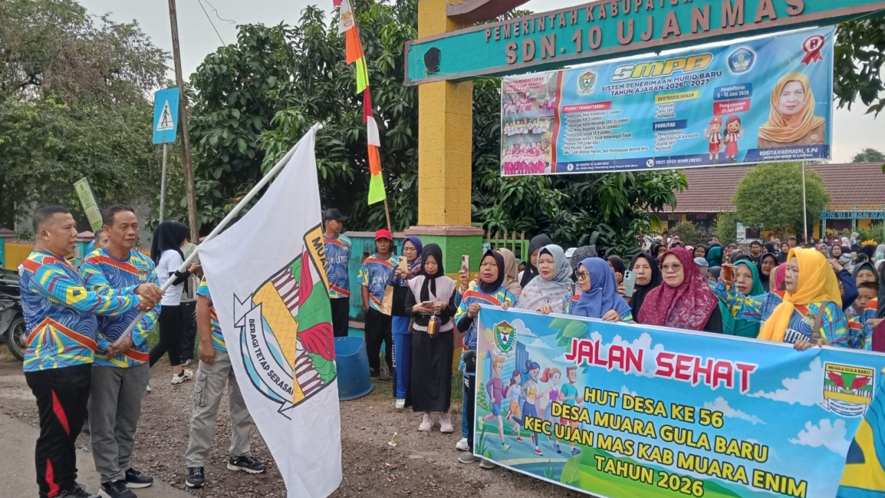 RATUSAN WARGA TUMPAH RUANG, JALAN SANTAI MERIAHKAN HUT KE-56 DESA MUARA GULA BARU