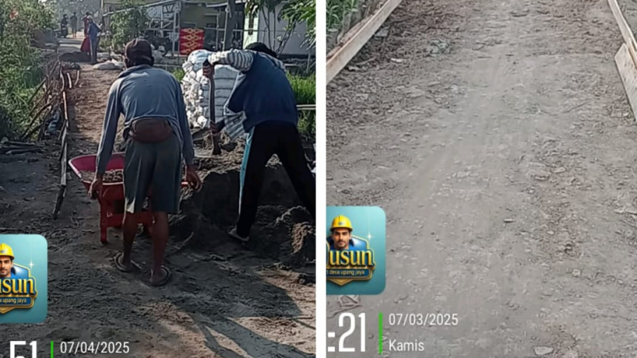 Progres Pembangunan Jalan Dusun I Desa Upang Jaya