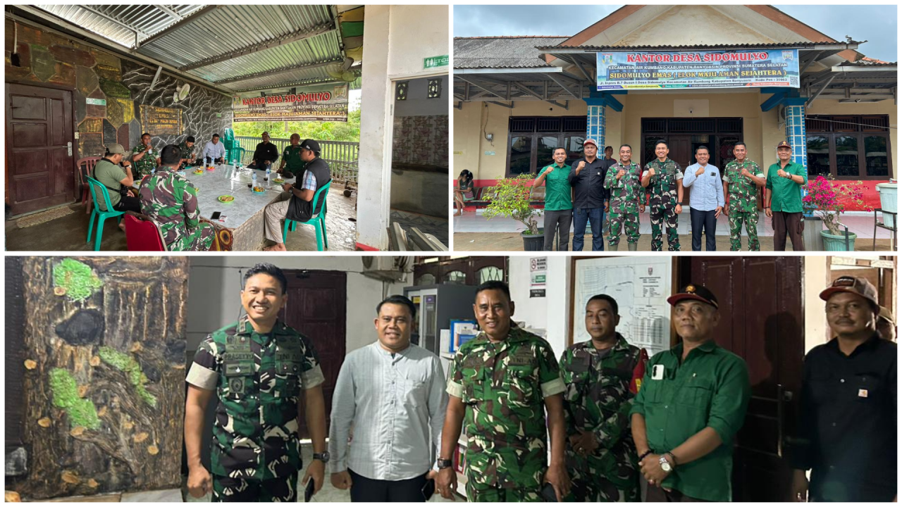 Dandim Kabupaten Banyuasin Bersama Koramil dan Babinsa Kunjungi Kantor Desa Sidomulyo, Monitoring Pembangunan Koperasi Desa Merah Putih