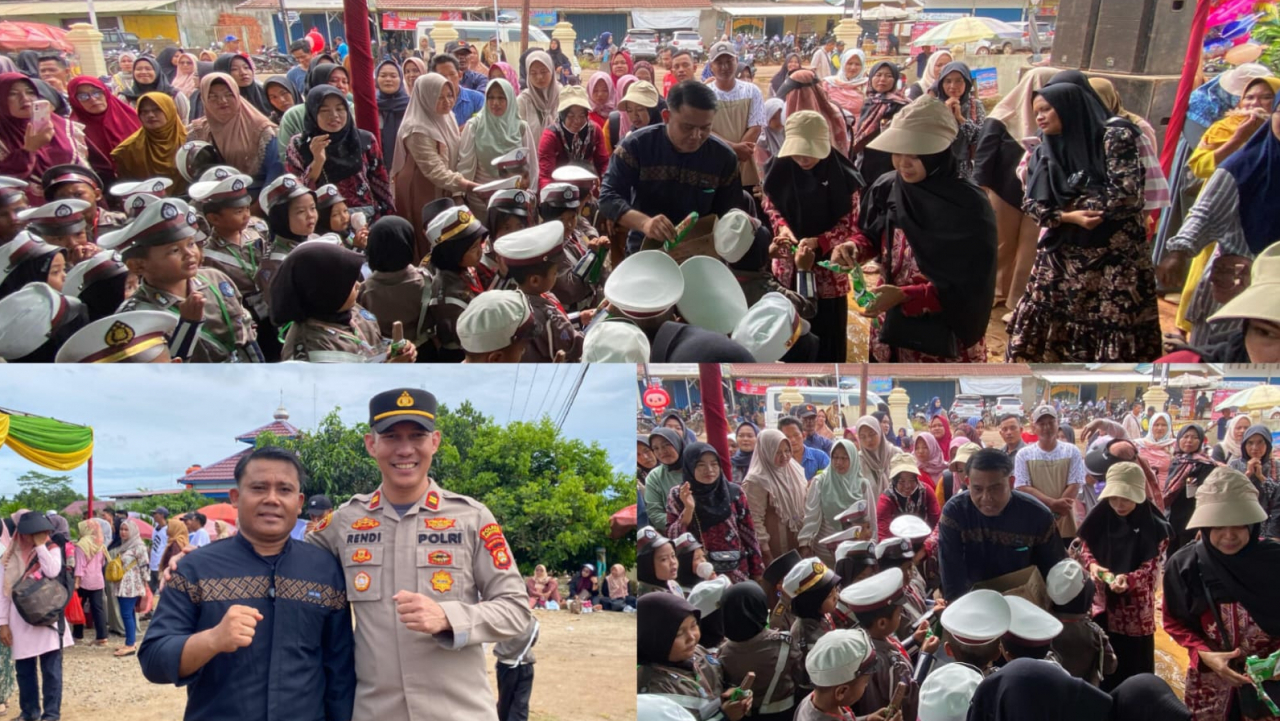 Bapak Kades Sidomulyo, Bapak Rahmat, S.P., Bagikan Es Krim dalam Acara Polsanak di Polsek Air Kumbang