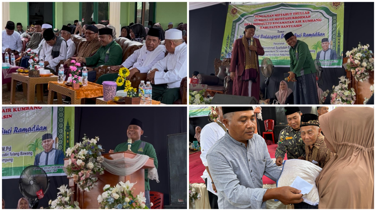 Pengajian Rutin Bulanan Miftahut Thullab Desa Sidomulyo Sambut Bulan Suci Ramadhan dan Santunan Sosial