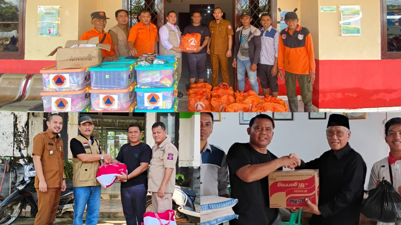 Penyerahan Bantuan Sosial untuk Warga Terdampak Banjir di Desa Sidomulyo, Kecamatan Air Kumbang, Kabupaten Banyuasin