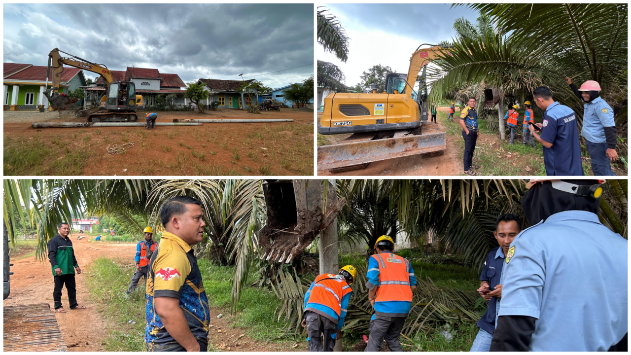 Pemasangan Tiang Listrik oleh PLN Bersama Pemerintah Desa Sidomulyo
