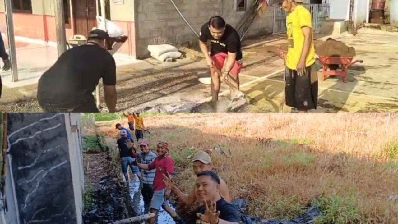 Semangat Gotong Royong: Kepala Desa Sidomulyo, Bapak Rahmat, SP Turun Langsung Bersama Perangkat Desa