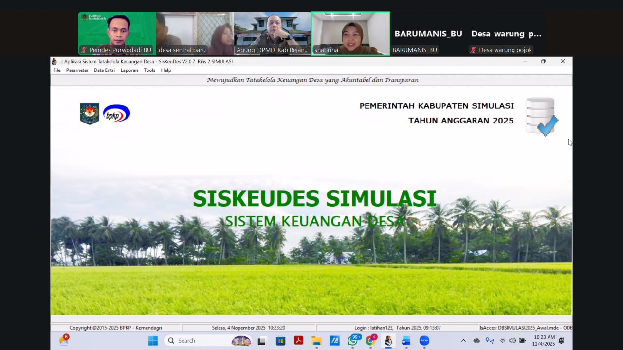 Bendahara Desa Purwodadi Ikuti Monev dan Pendampingan Penggunaan Aplikasi Siskeudes Versi Terbaru