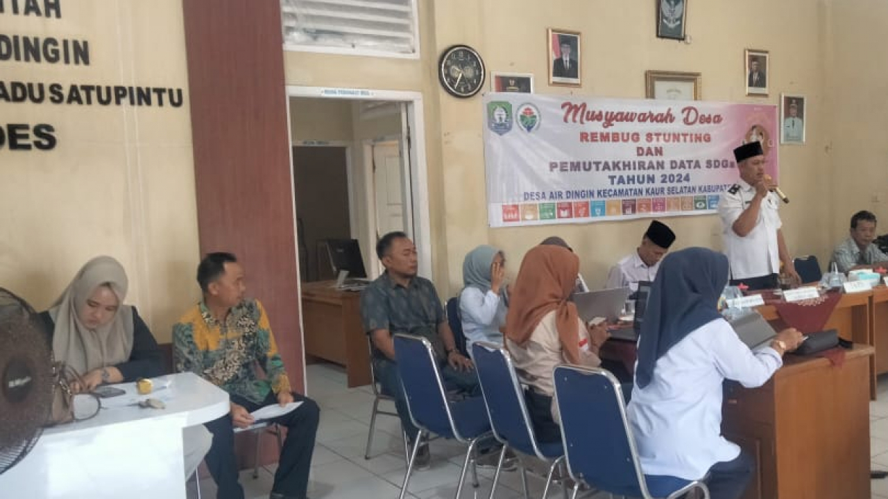 Penulis: M. SALEH HARDI, S.Pd.I ### **Musyawarah Desa: Rembuk Stunting dan Penetapan SDGs Desa Air Dingin Tahun 2024**