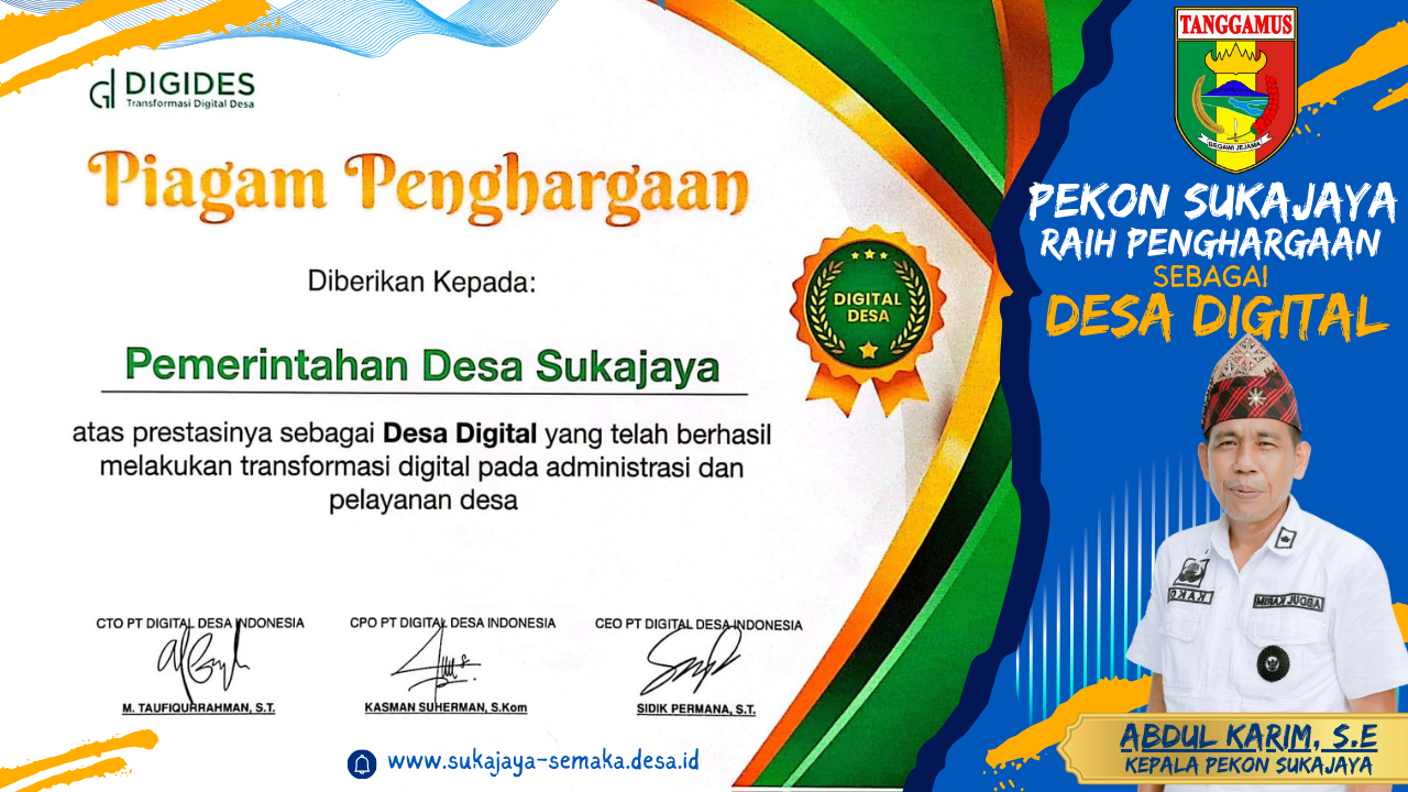Pekon Sukajaya Raih Penghargaan Pekon Digital