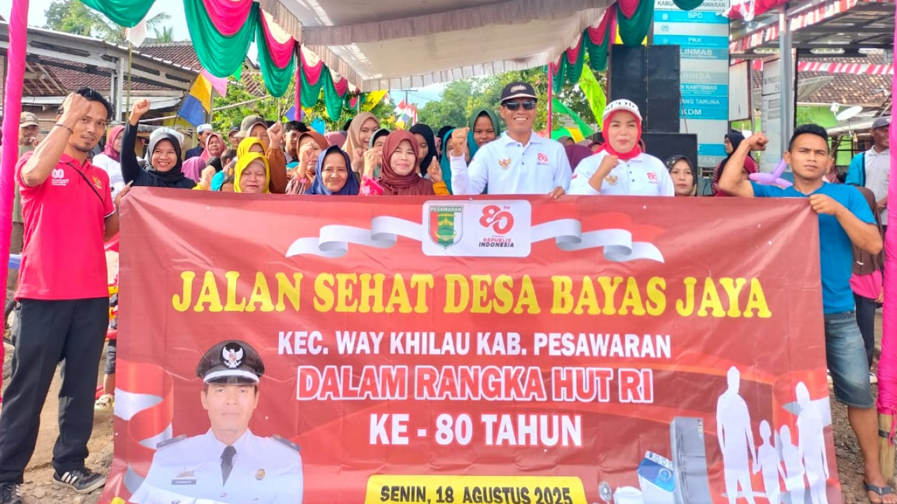 Meriahkan HUT RI ke-80, Desa Bayas Jaya Adakan Jalan Sehat