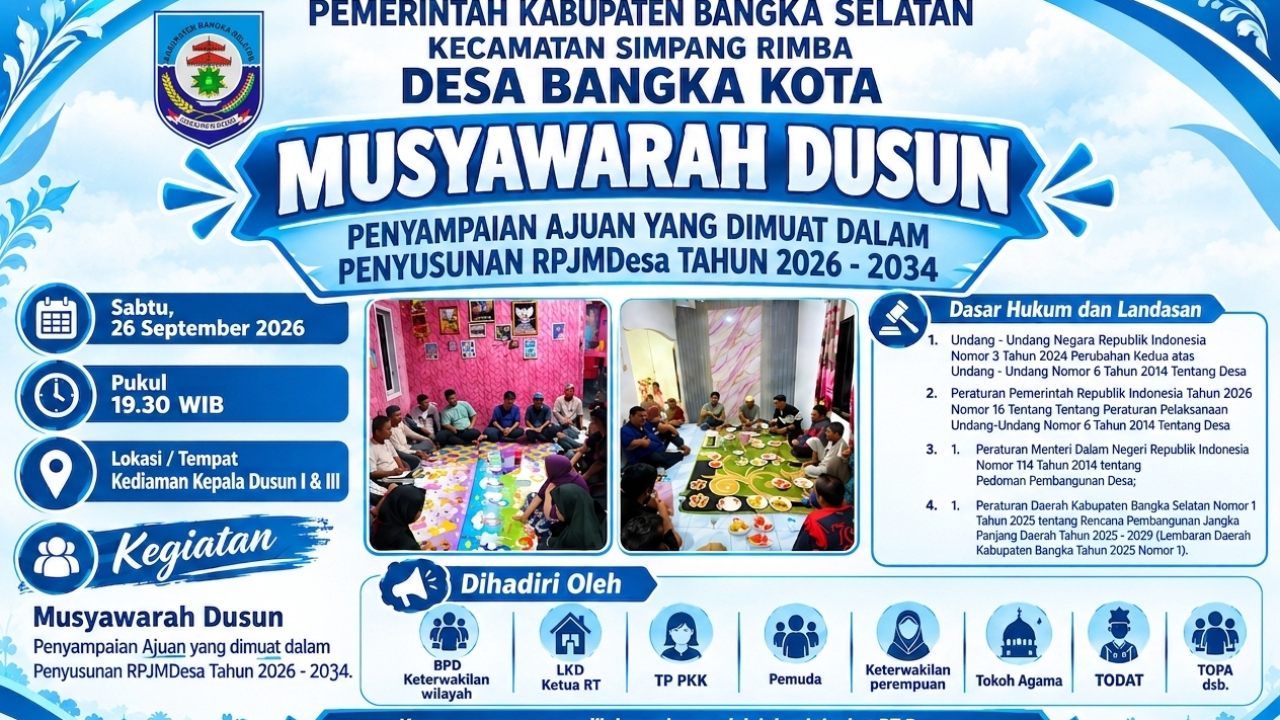 MUSYAWARAH DUSUN  PENYUSUNAN RPJMDES TAHUN 2026 - 2034