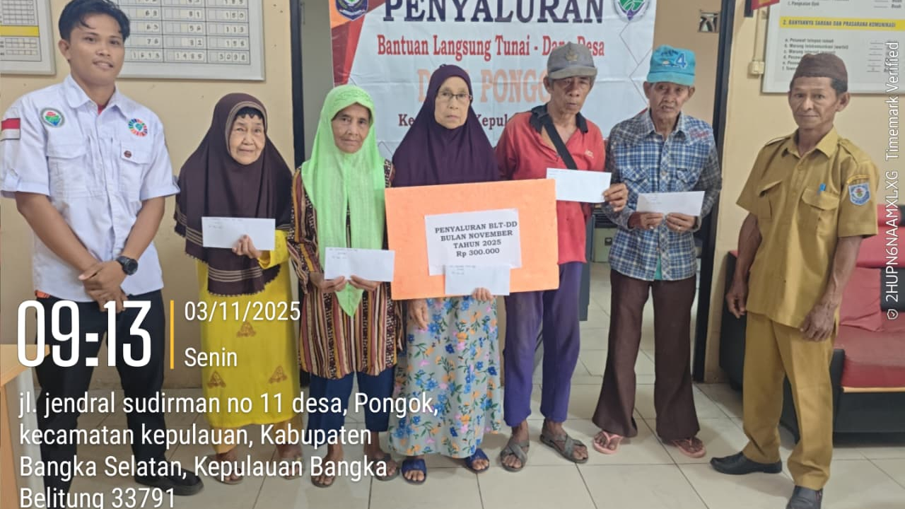 Penyaluran Bantuan Langsung Tunai Dana Desa (BLT-DD) Bulan November Tahun 2025 di Desa Pongok