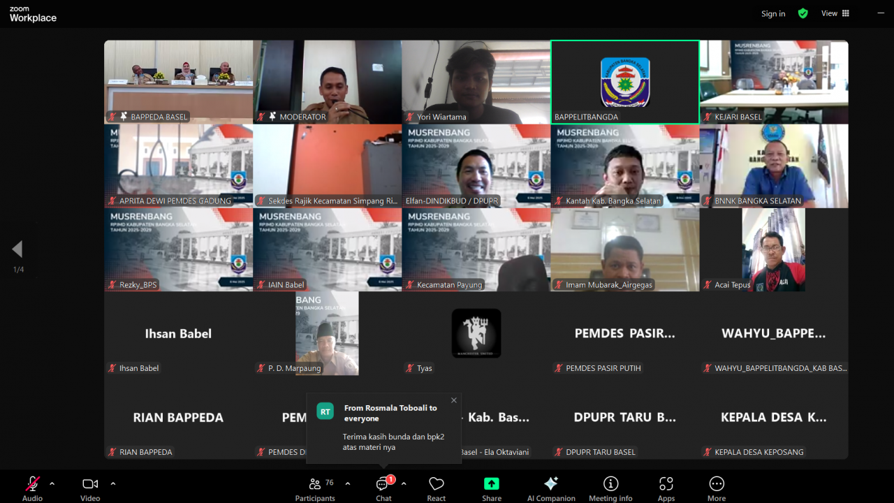 Musrenbang RPJMD Kabupaten Bangka Selatan 2025-2029 Secara Luring dan Daring