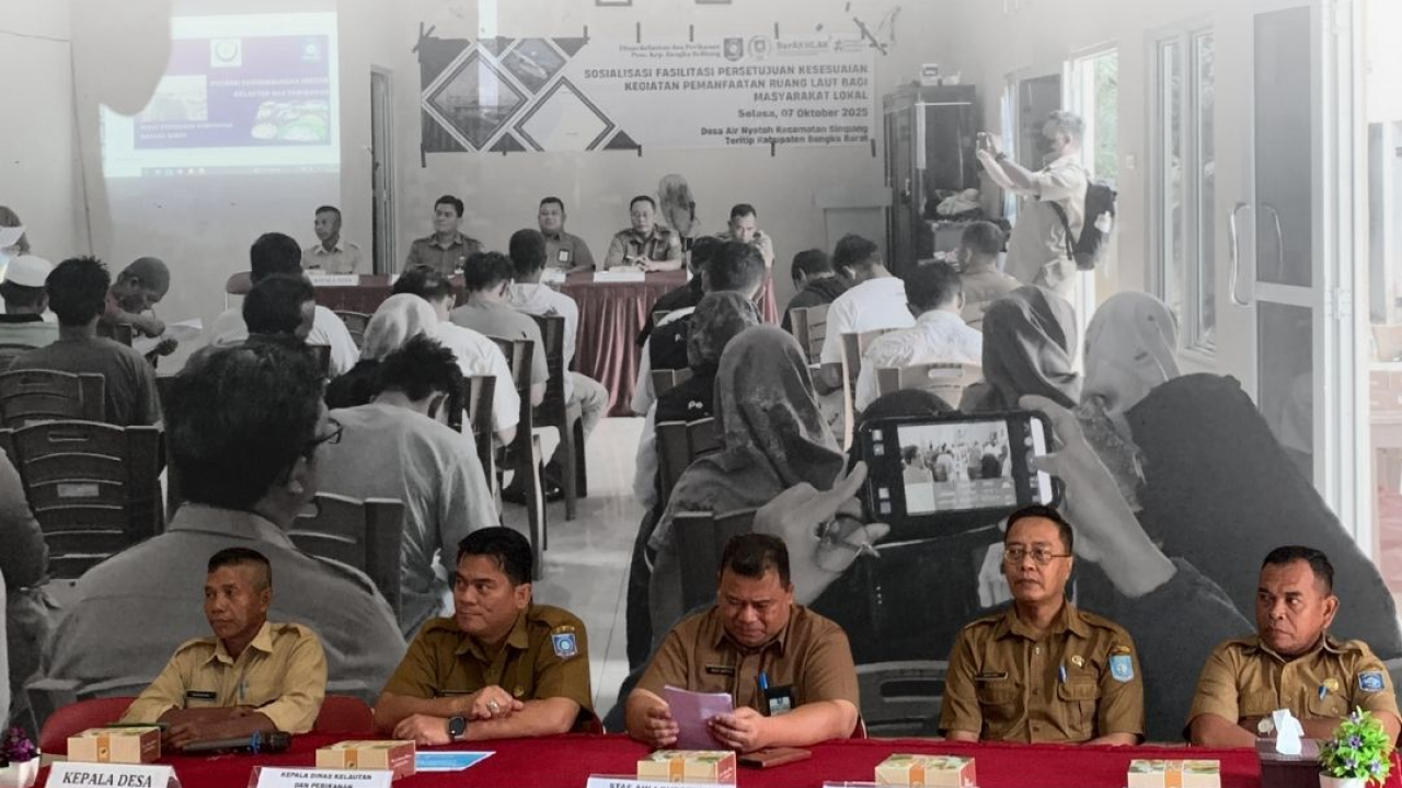 DKP Provinsi Babel Gelar Sosialisasi Kesesuaian Kegiatan Pemanfaatan Ruang Laut di Desa Air Nyatoh