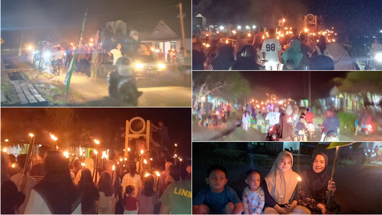 Meriahkan Malam Idul Fitri, Remaja Masjid Nurul Islam Gelar Takbiran Keliling dan Pawai Obor di Desa Kayu Arang