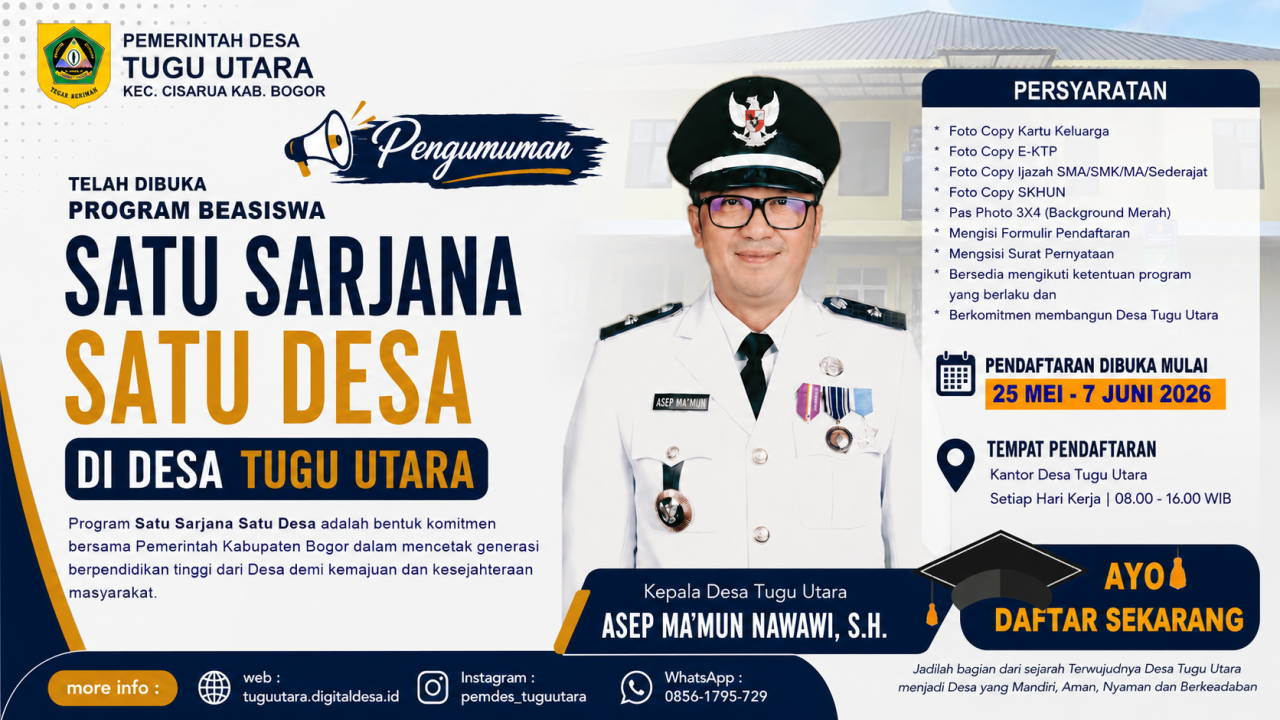 Program Satu Sarjana Satu Desa Resmi Dibuka untuk Masyarakat Desa Tugu Utara