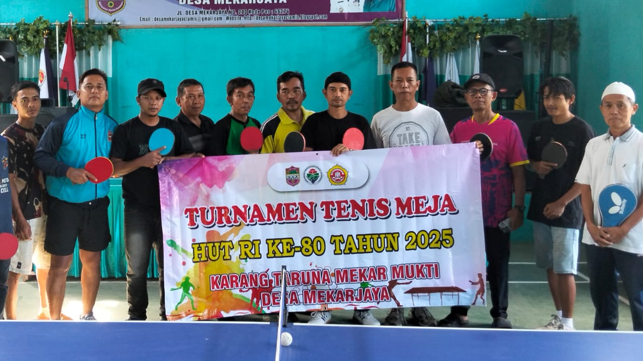 Turnamen Tenis Meja Antar RW Meriahkan HUT RI ke-80 di Desa Mekarjaya