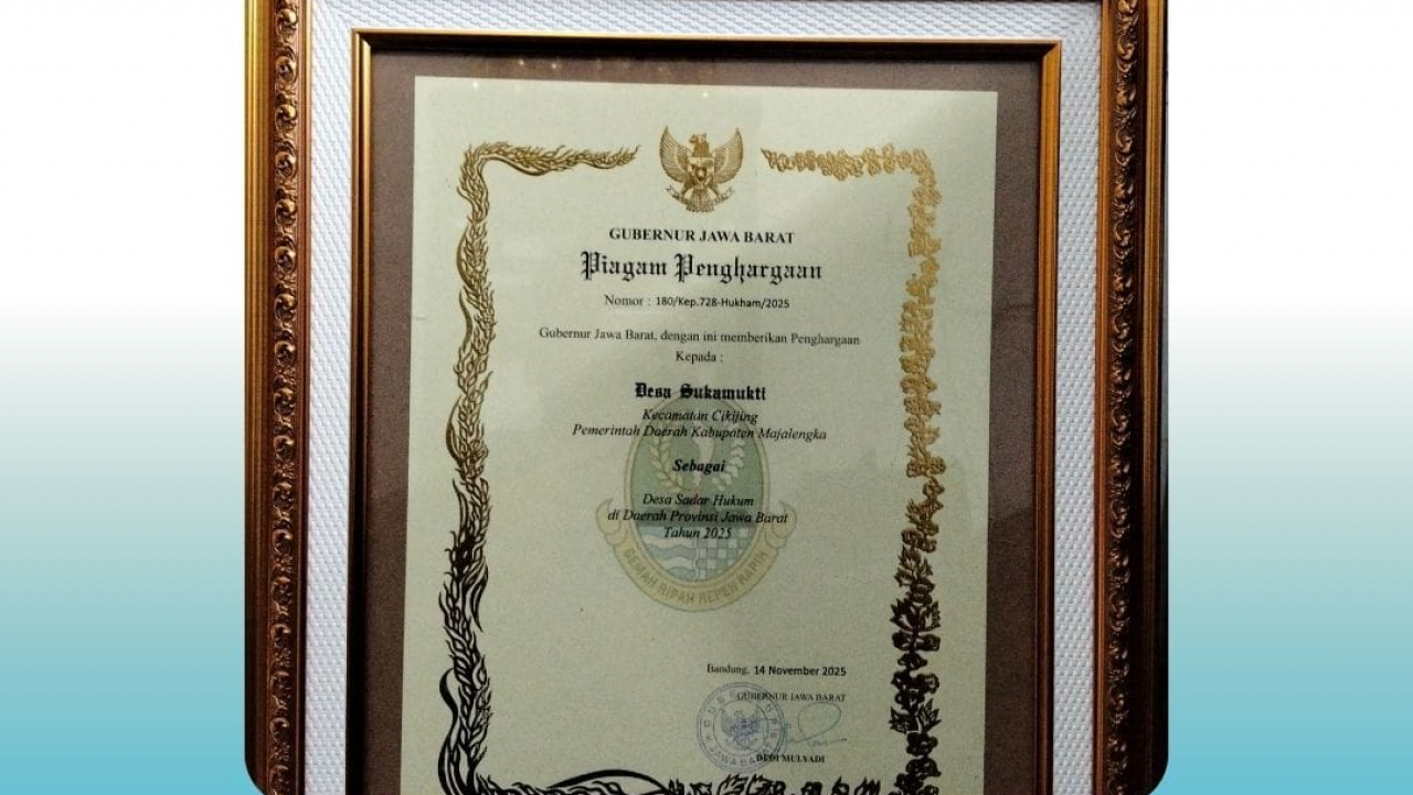 Desa Sukamukti Majalengka Sabet Desa Sadar Hukum Jabar