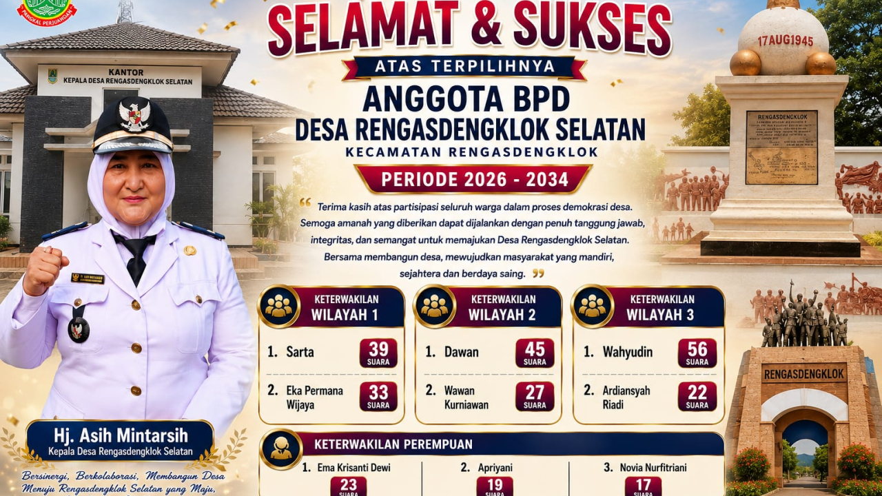 Selamat &Sukses Atas terpilih nya 9 Anggota BPD Desa Rengasdengklok Selatan Periode 2026-2034