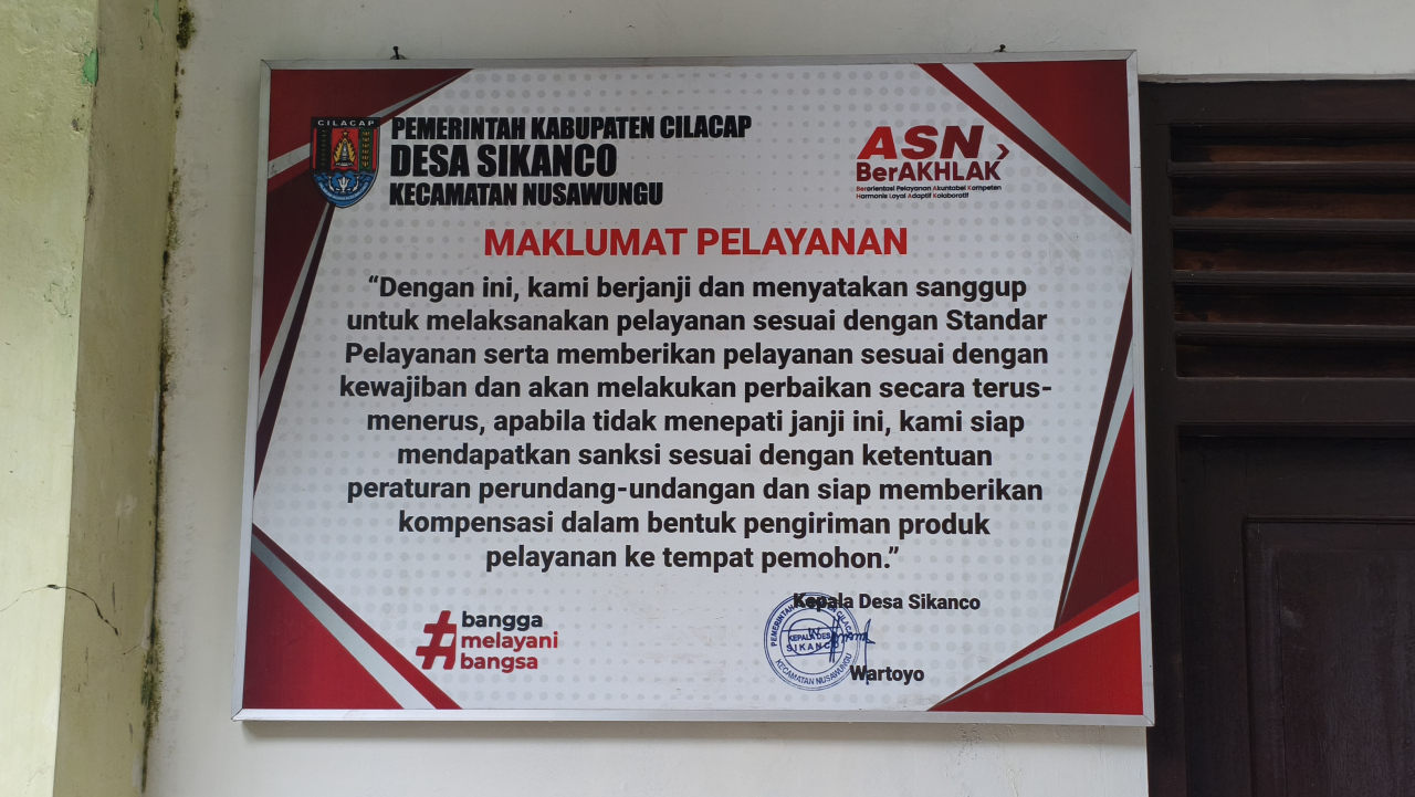 Maklumat Pelayanan Desa Sikanco: Kualitas Pelayanan Publik Meningkat