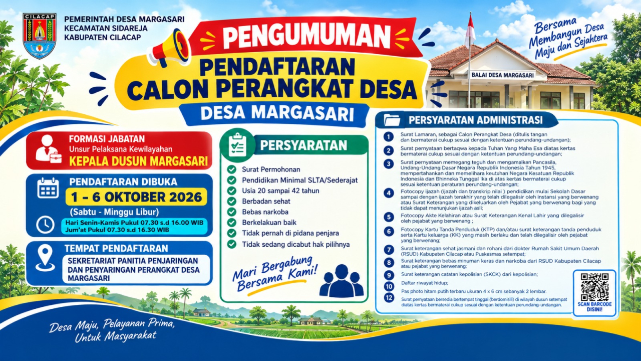Mulai 1 Oktober, Pendaftaran Calon Kepala Dusun Margasari Resmi Dibuka, Simak Jadwal dan Tahapan Seleksinya
