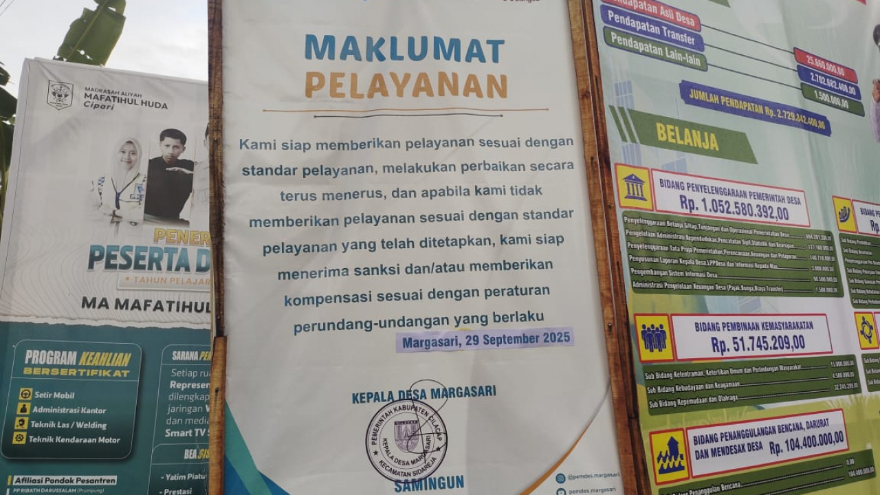 Pemdes Margasari Terbitkan Maklumat Pelayanan Tahun 2025, Teguhkan Komitmen Layani Masyarakat dengan Integritas