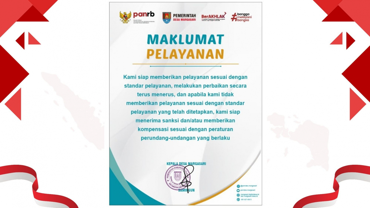 Pemdes Margasari Terbitkan Maklumat Pelayanan Tahun 2025, Teguhkan Komitmen Layani Masyarakat dengan Integritas