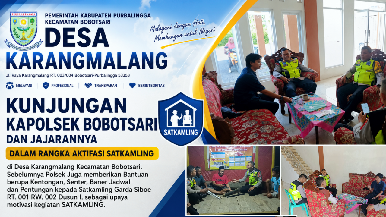 Kunjungan Kapolsek Bobotsari dalam Rangka Aktivasi Satkamling di Desa Karangmalang