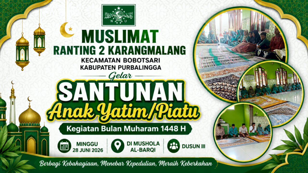 Muslimat NU Ranting 2 Karangmalang Santuni 18 Anak Yatim/Piatu di Mushola Al-Barqi