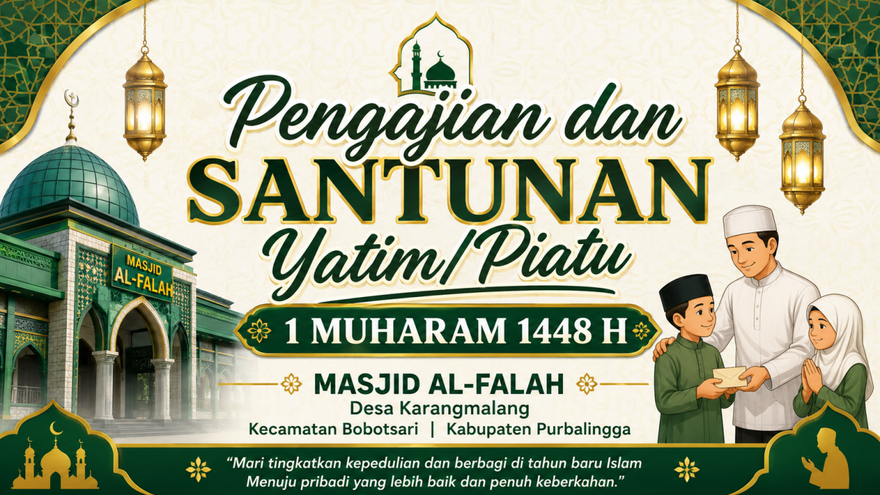 Kepala Desa Karangmalang dan Forkopimcam Bobotsari Hadiri Pengajian Muharam 1448 H, Santuni 18 Anak Yatim/Piatu